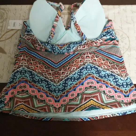 🌠HP🌠NWT Time and Tru Print Tankini w/Mid-rise Side Tie Bottom - Picture 3 of 10